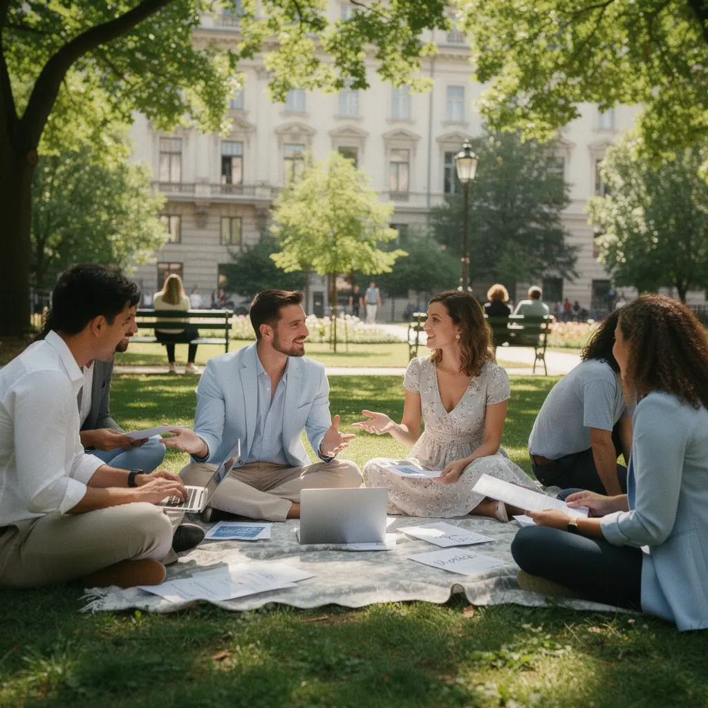 Ein Team von Marketingexperten bei der Analyse von Werbedaten
